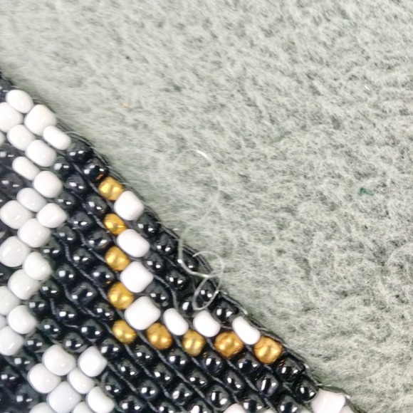 Vintage Beaded Belt Black Navajo Style Boho Hippie WIDE Western Stretchy - Picture 5 of 9